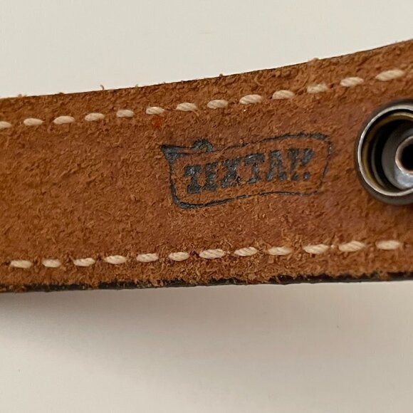 Handmade Set of Two Brown Leather Snap Closure Cowgirl Cuff Bracelets Large - Picture 9 of 12